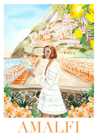 Mujer en la costa de Amalfi por Enya Todd