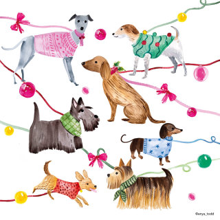 Arte animal da reunião de cães de Natal