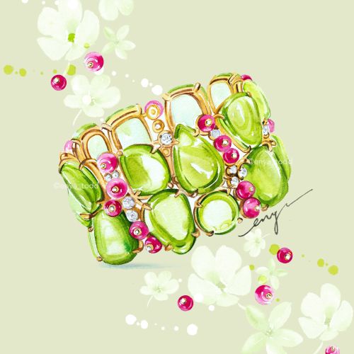 Stunning peridot gemstone captured in a watercolor painting