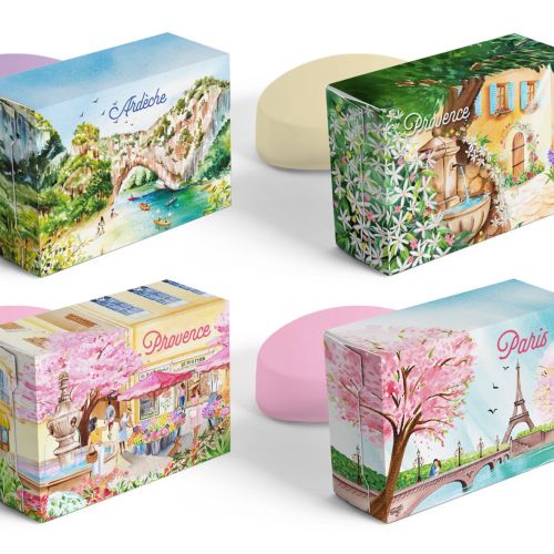 Soap packaging designs inspired by Provence scenery by Enya Todd