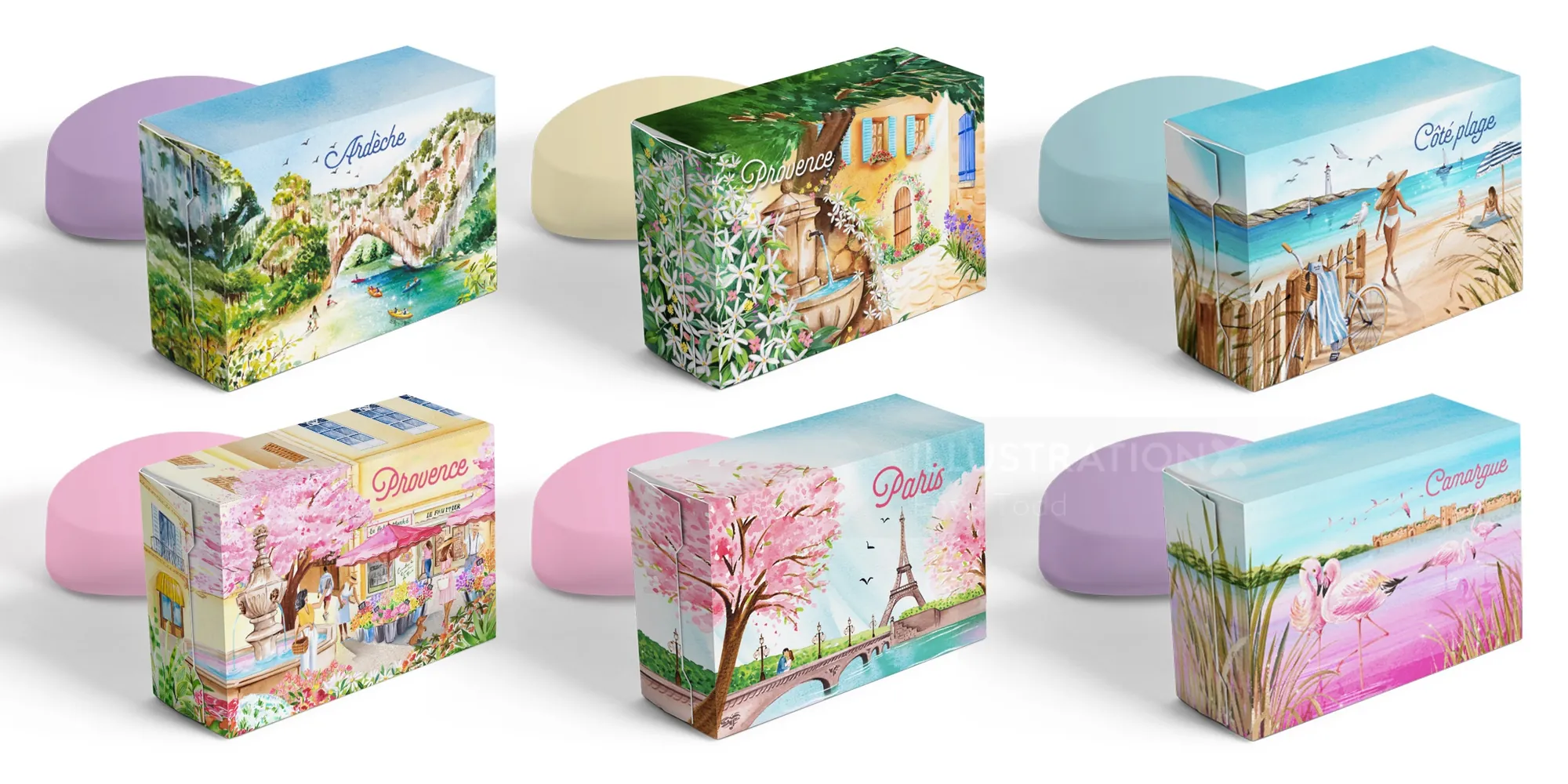 Soap packaging designs inspired by Provence scenery by Enya Todd