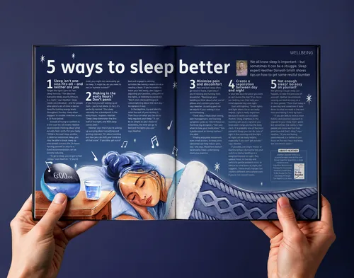 La revista Wellbeing de Enya Todd publicó un reportaje sobre cinco maneras de dormir mejor.