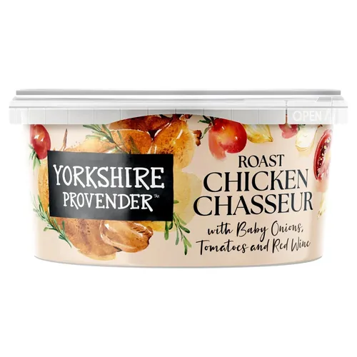 Yorkshire Provender packaging illustrated by Enya Todd, showing chicken and vegetables