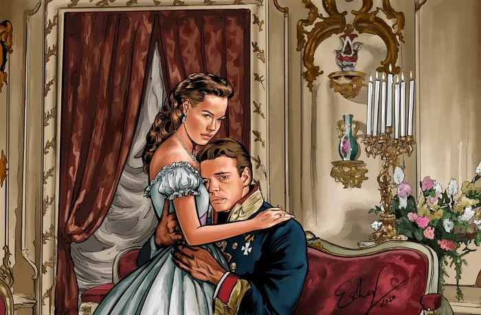 Romantic couple in historical setting by Esther Stimphat