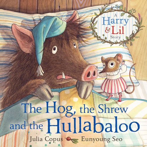 Hog and shrew in pajamas on bed from The Hog, the Shrew and the Hullabaloo
