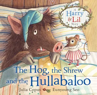 Hog and shrew in pajamas on bed from The Hog, the Shrew and the Hullabaloo