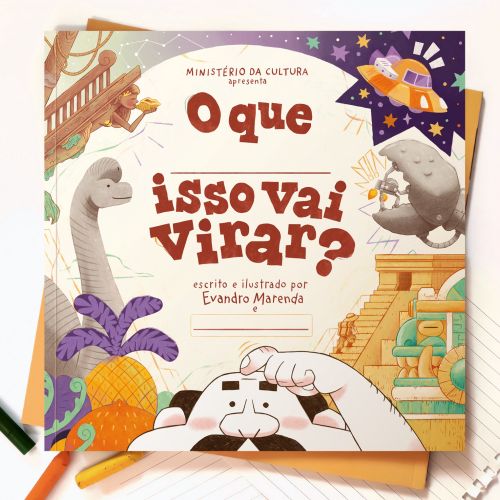 Book cover with illustrated animals and vibrant fantasy scenery