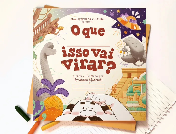 Book cover with illustrated animals and vibrant fantasy scenery