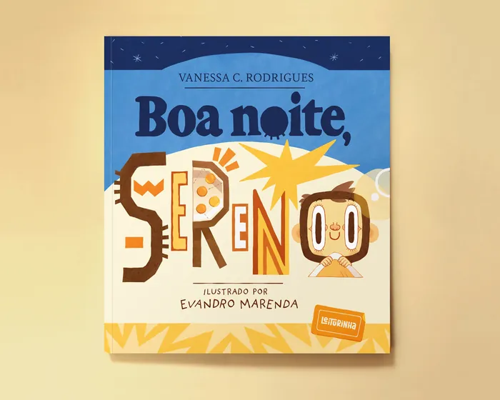 Cover of children's book Boa Noite, Sereno with stylized title letters