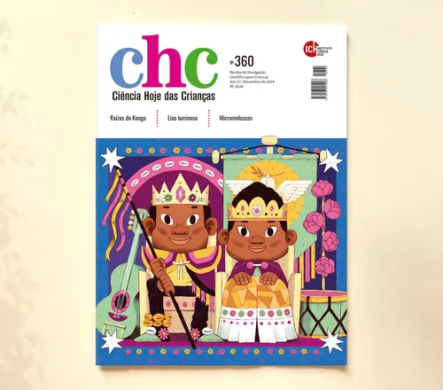 Illustration of two children dressed as a king and queen in bright costumes