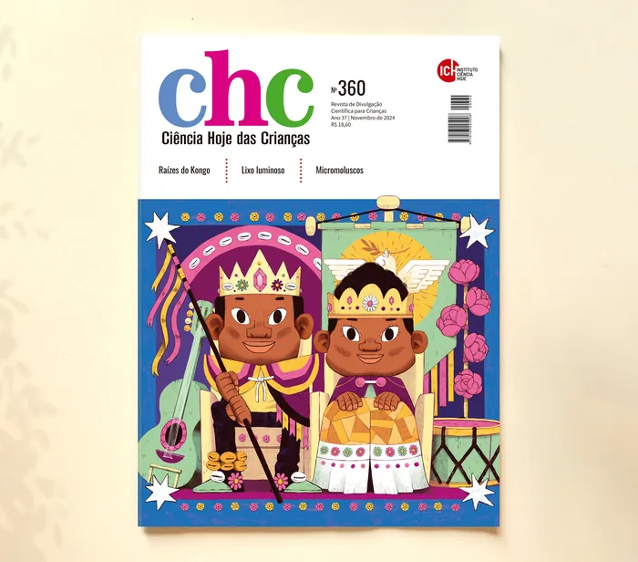 Illustration of two children dressed as a king and queen in bright costumes