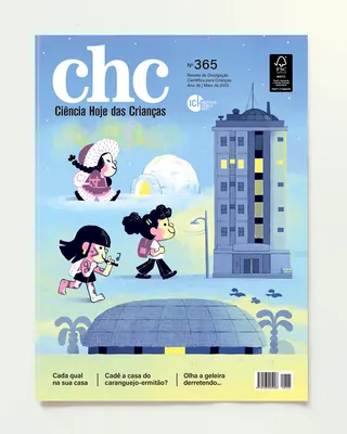 Illustration of kids near a tall building and igloo in snow