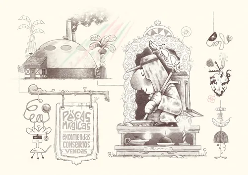 Evandro Marenda 風変わりな魔法の部品店のイラスト