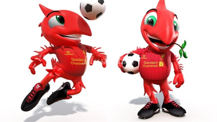 Character design red birds playing football
