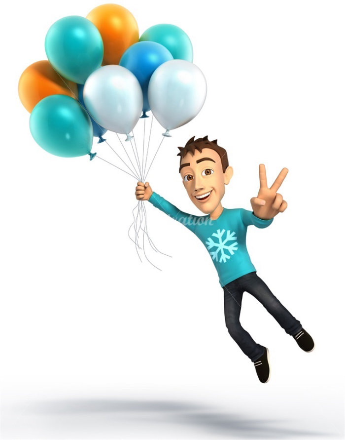 Illustration of kid with balloons