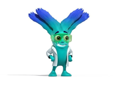 Character design blue smiley alien
