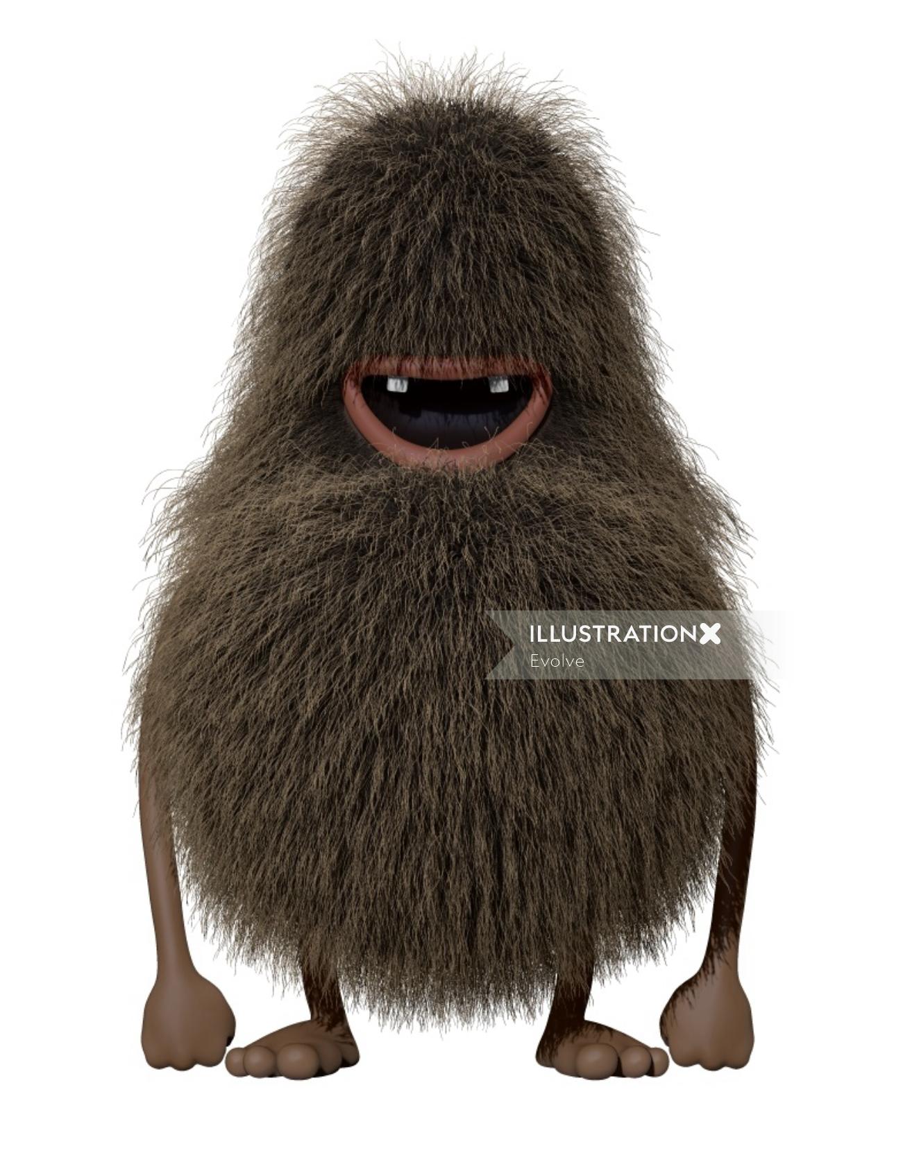 character design of hairy animal
