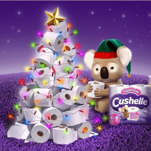 Christmas tree made up of toilet paper illustration