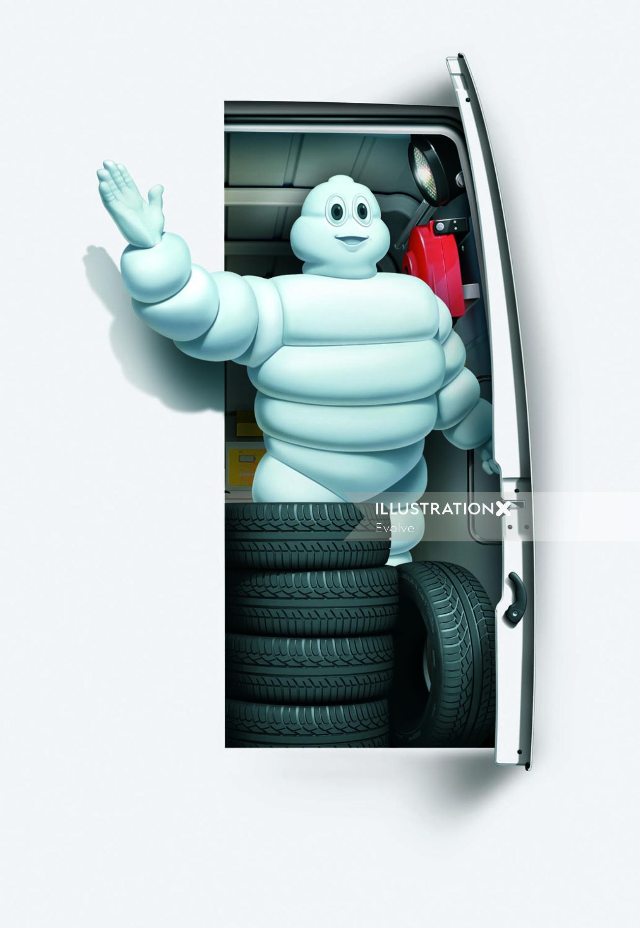 design de caractère des pneus Michelin