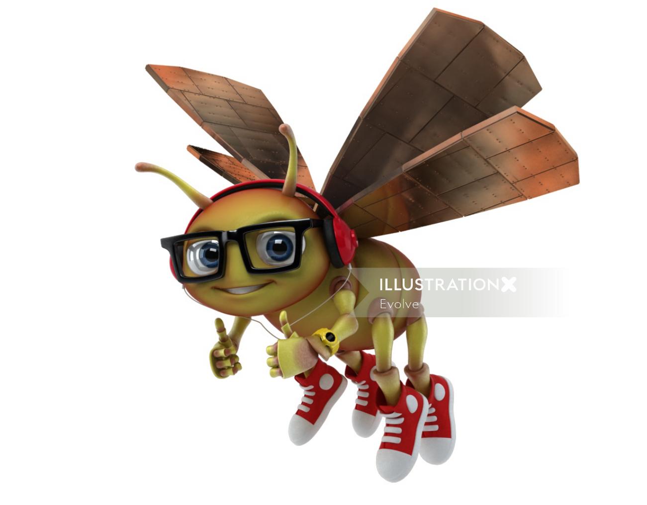 Illustration of cartoon Bee