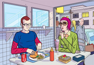 Café Espacial 杂志的漫画封面插图