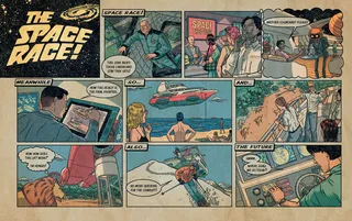 Comic strip about 'The Space Race' for the Boat International