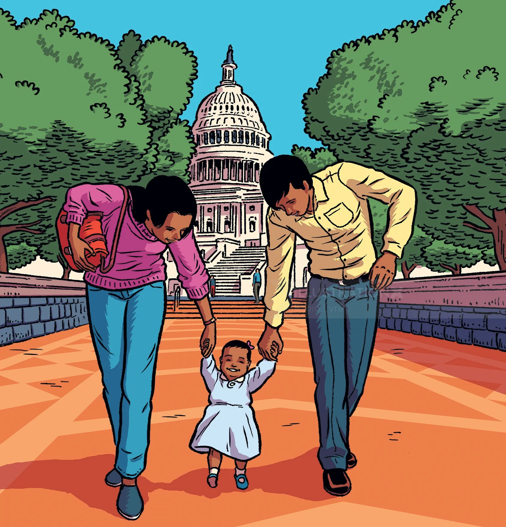 Family illustration for "Remarkable Contributors" book