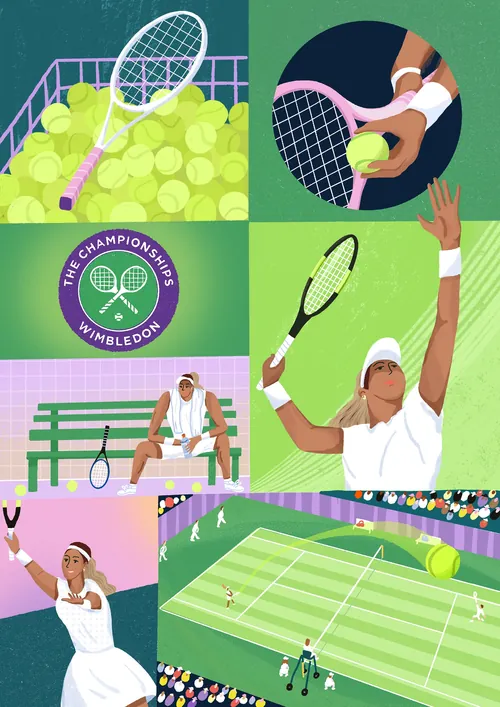Fangfang Han illustration of Serena Williams playing tennis