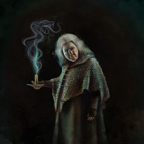 Old women holding candle Drawing by Farhana Hossain