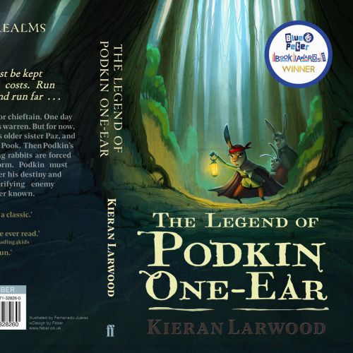 Book cover with glowing dagger in dark forest, illustration by Fernando Juarez