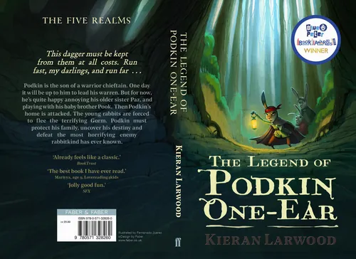 Book cover with glowing dagger in dark forest, illustration by Fernando Juarez