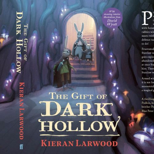 Book cover 'The Gift of Dark Hollow' featuring a glowing door in a cavern by Fernando Juarez