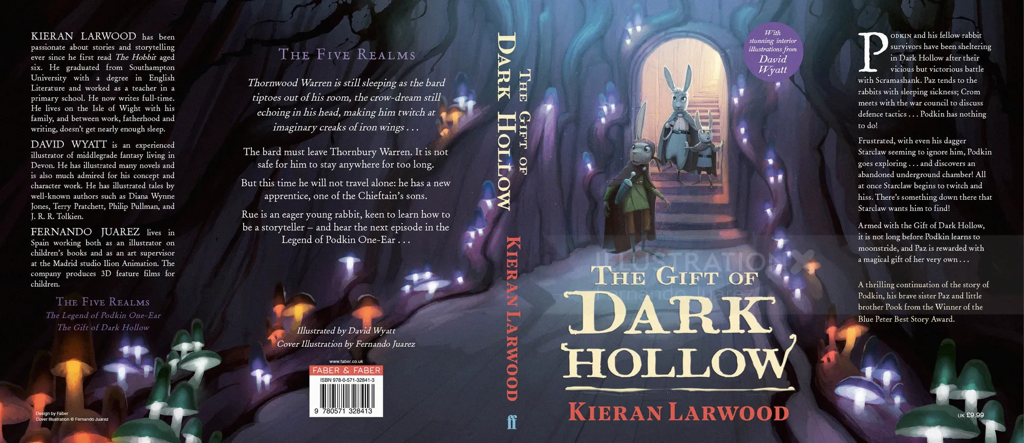 Book cover 'The Gift of Dark Hollow' featuring a glowing door in a cavern by Fernando Juarez