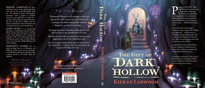 Book cover 'The Gift of Dark Hollow' featuring a glowing door in a cavern by Fernando Juarez
