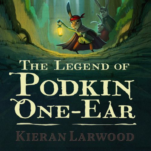 Rabbit holding lantern in forest on The Legend of Podkin One-Ear cover by Fernando Juarez