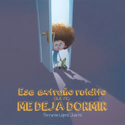 Child peeking through door holding toy dog by Fernando Juarez