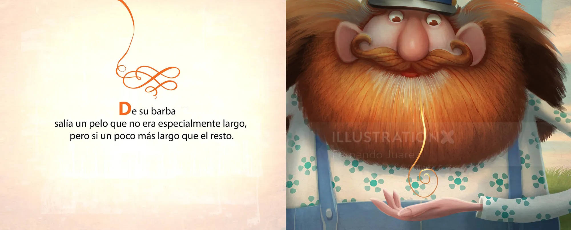 Digital illustration of a smiling red-bearded man wearing a hat by Fernando Juarez