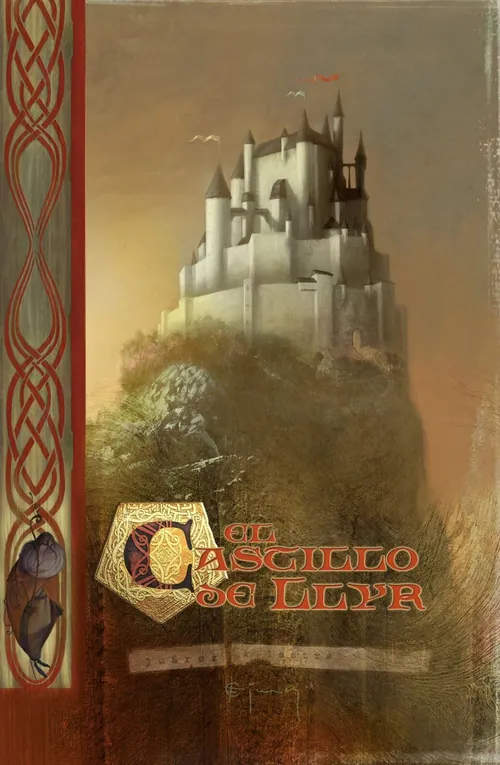 Castle on hill illustration with decorative border by Fernando Juarez