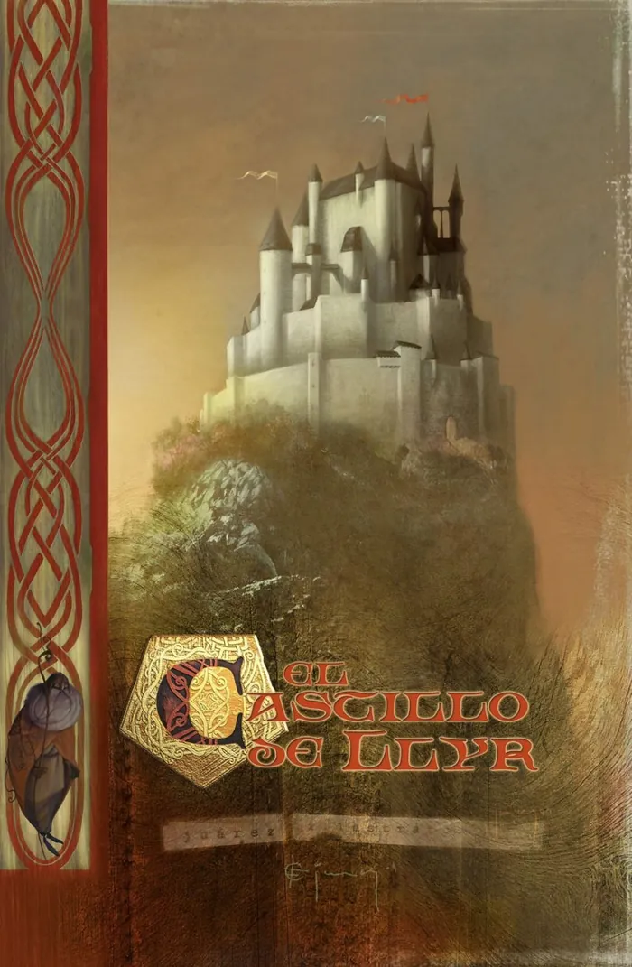 Castle on hill illustration with decorative border by Fernando Juarez