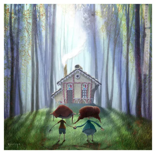 Cartoon illustration of Hansel and Gretel by Fernando Juarez