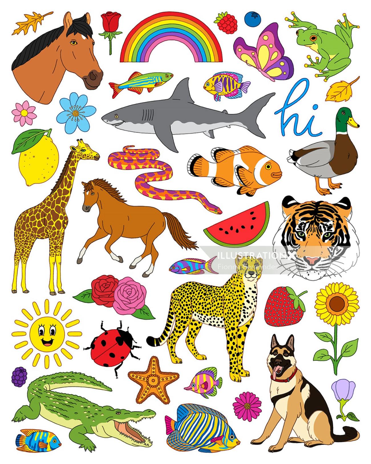 Collage de póster de animales y naturaleza