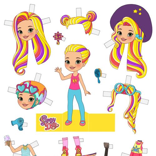 Cartoon characters Sunny Day Paper Doll for Nick Jr. 