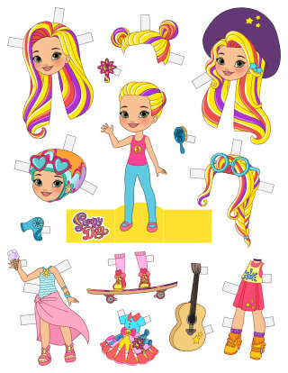 Personagens de desenhos animados Sunny Day Paper Doll para Nick Jr. 