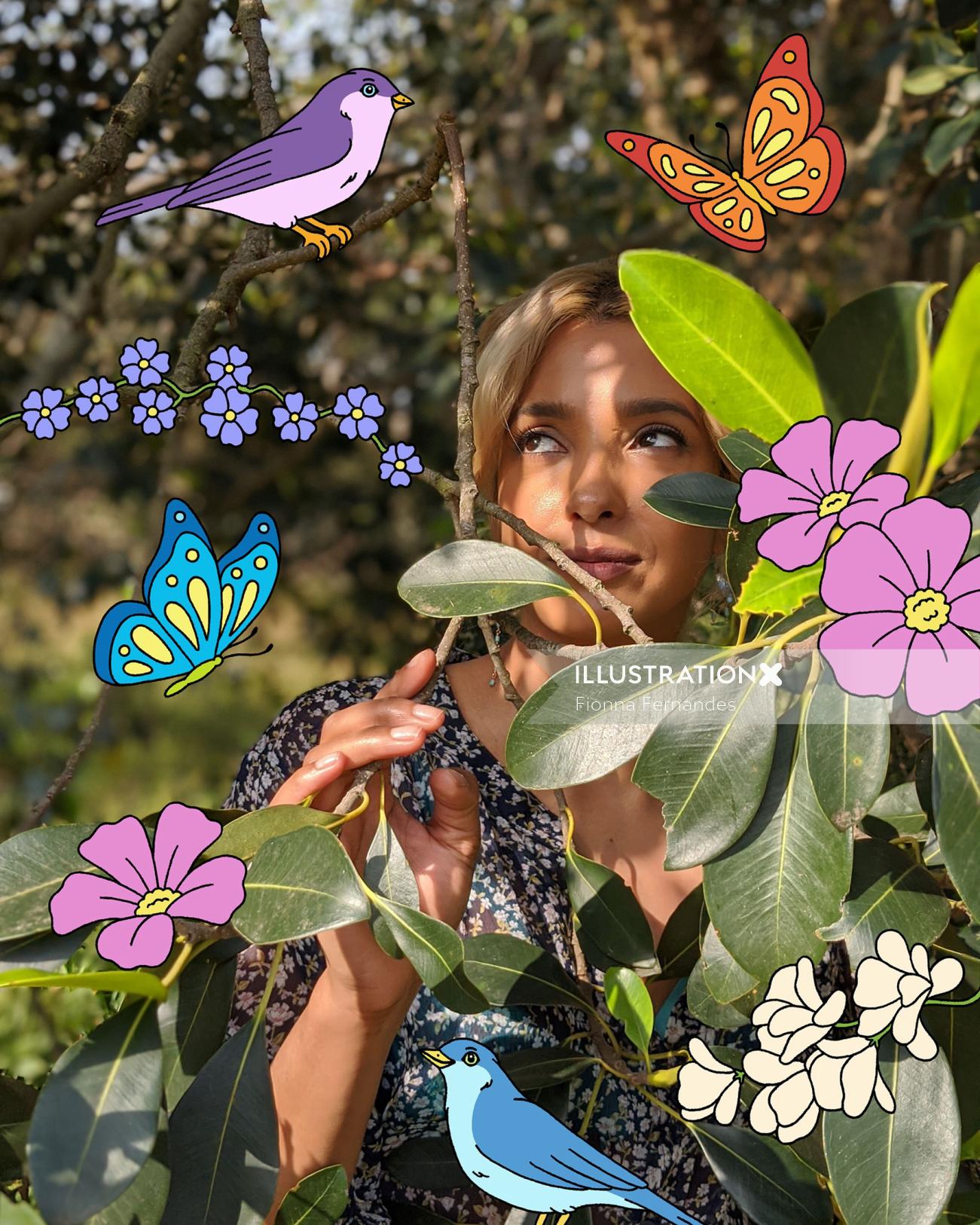 Portrait floral pour Team pixel