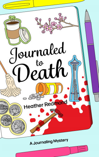 「Journaled to Death」の遊び心のある本の表紙