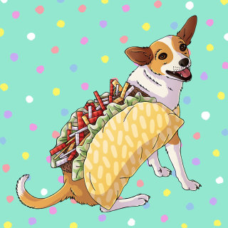 Taco Dog Portrait Artwork por Fionna Fernandes