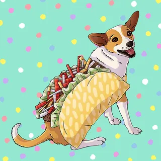 Taco Dog Portrait Artwork By Fionna Fernandes