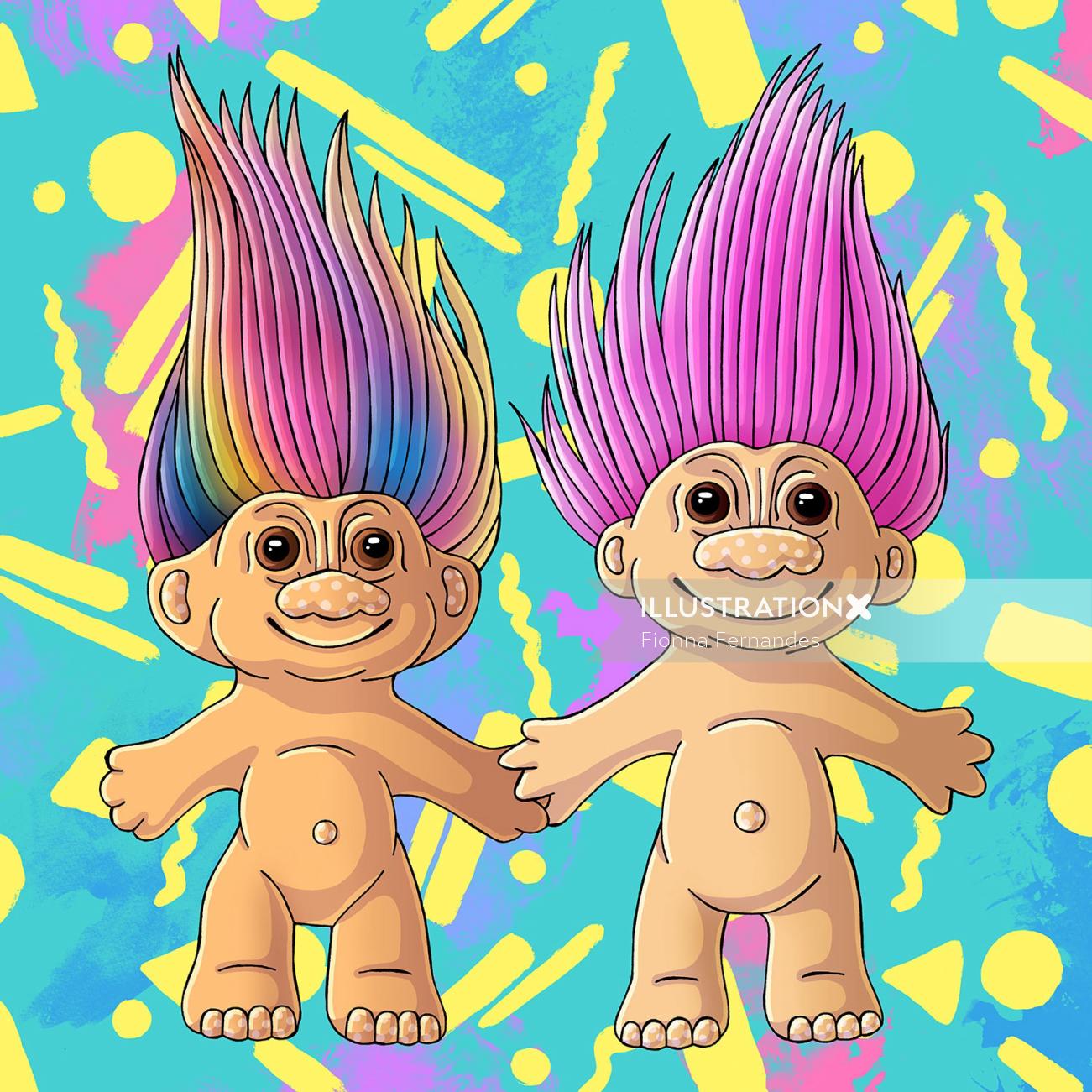 Troll Dolls Illustration by Fionna Fernandes