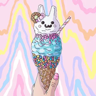 Blue Bunny Ice Cream Acrylic Painting