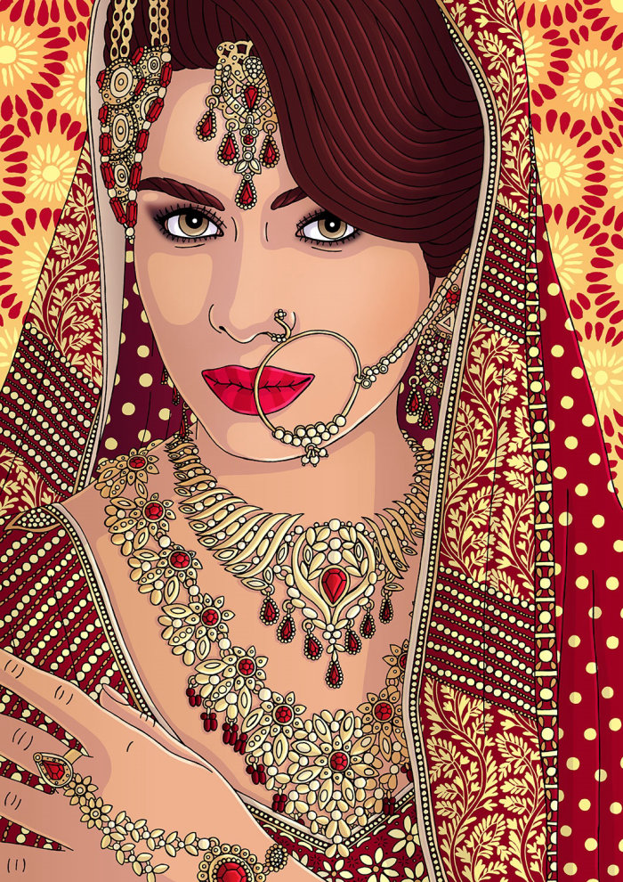 Beauty Illustration Of Indian Bride